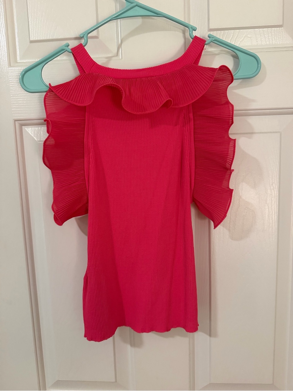 Zara Hot Pink Ruffle-Trim Ribbed Tank - Picture 6 of 6